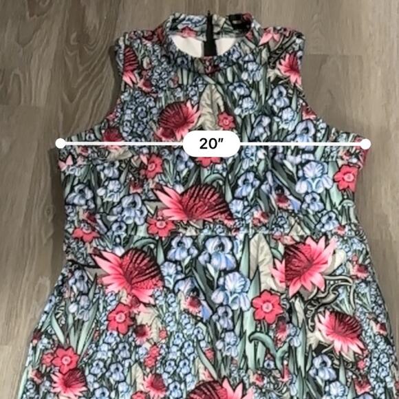 ASOS Purple Pink Green Floral Print Sleeveless Sheath Midi Dress Size 14 - Picture 8 of 9